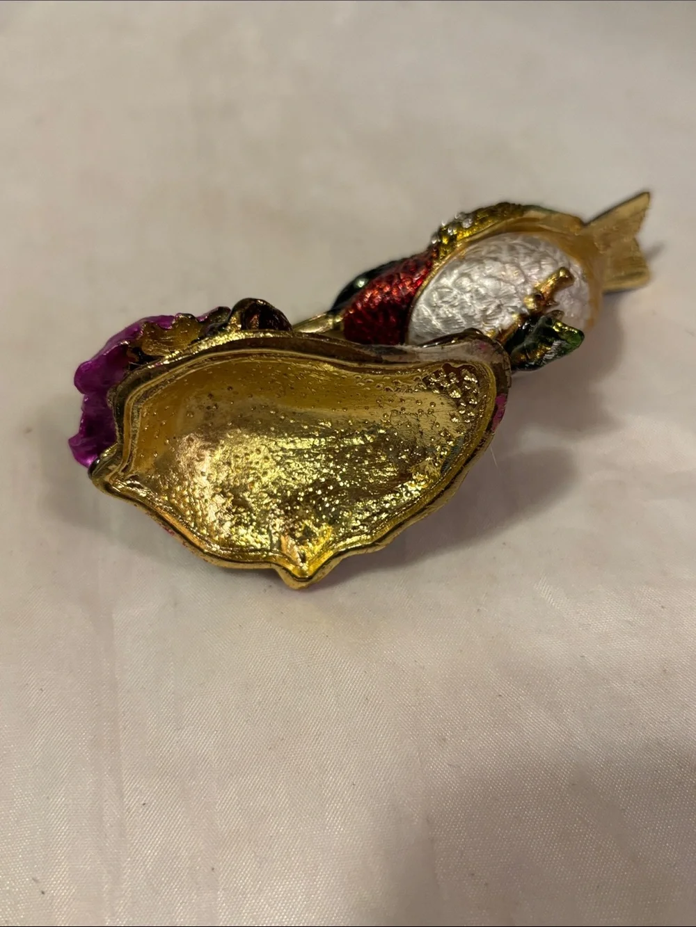 Enameled Rhinestone Colorful Hummingbird Decorative Trinket  - Multicolor